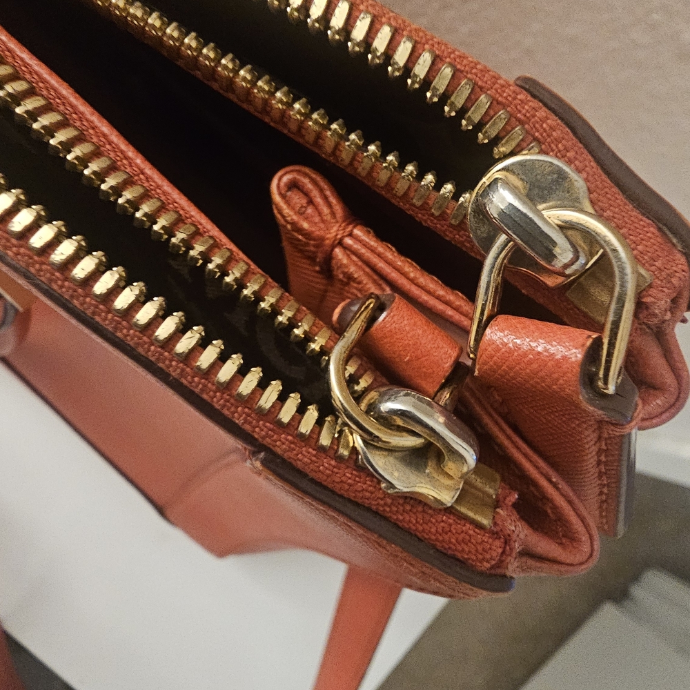 MCM Orange Satchel with Gold Accents - Picture 8 of 14